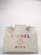 Chanel Deauville Tote Bag With Pouch Enamel White Multicolour (2022 Spring/Summer Limited Edition)