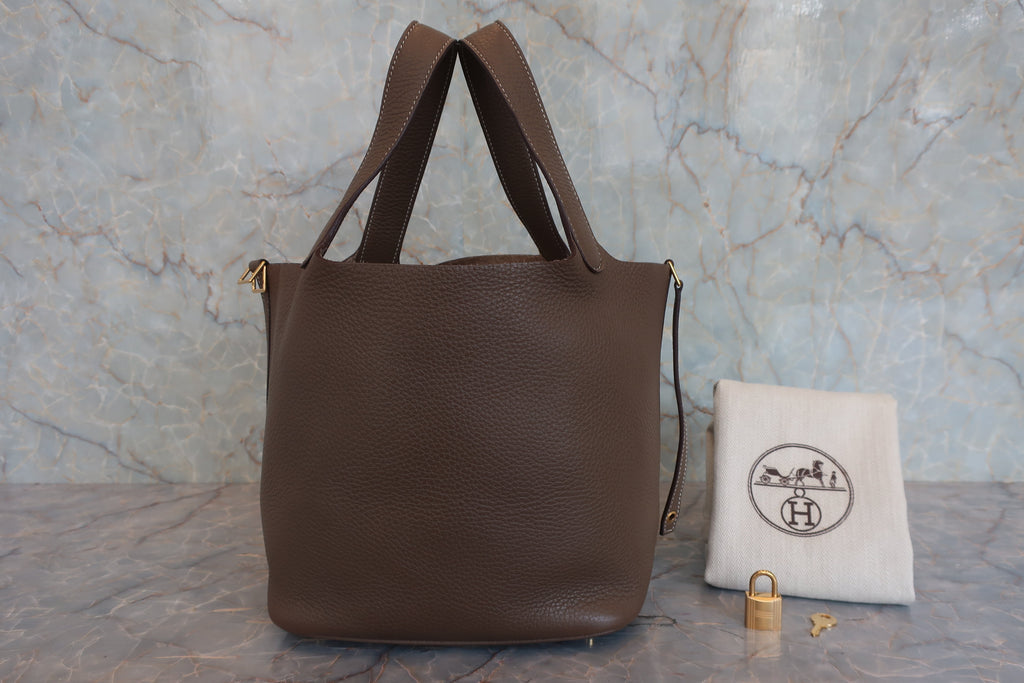HERMES／エルメス ピコタンロックＭＭ トリヨンクレマンス エトゥープ Y刻印 ハンドバッグ 800040003