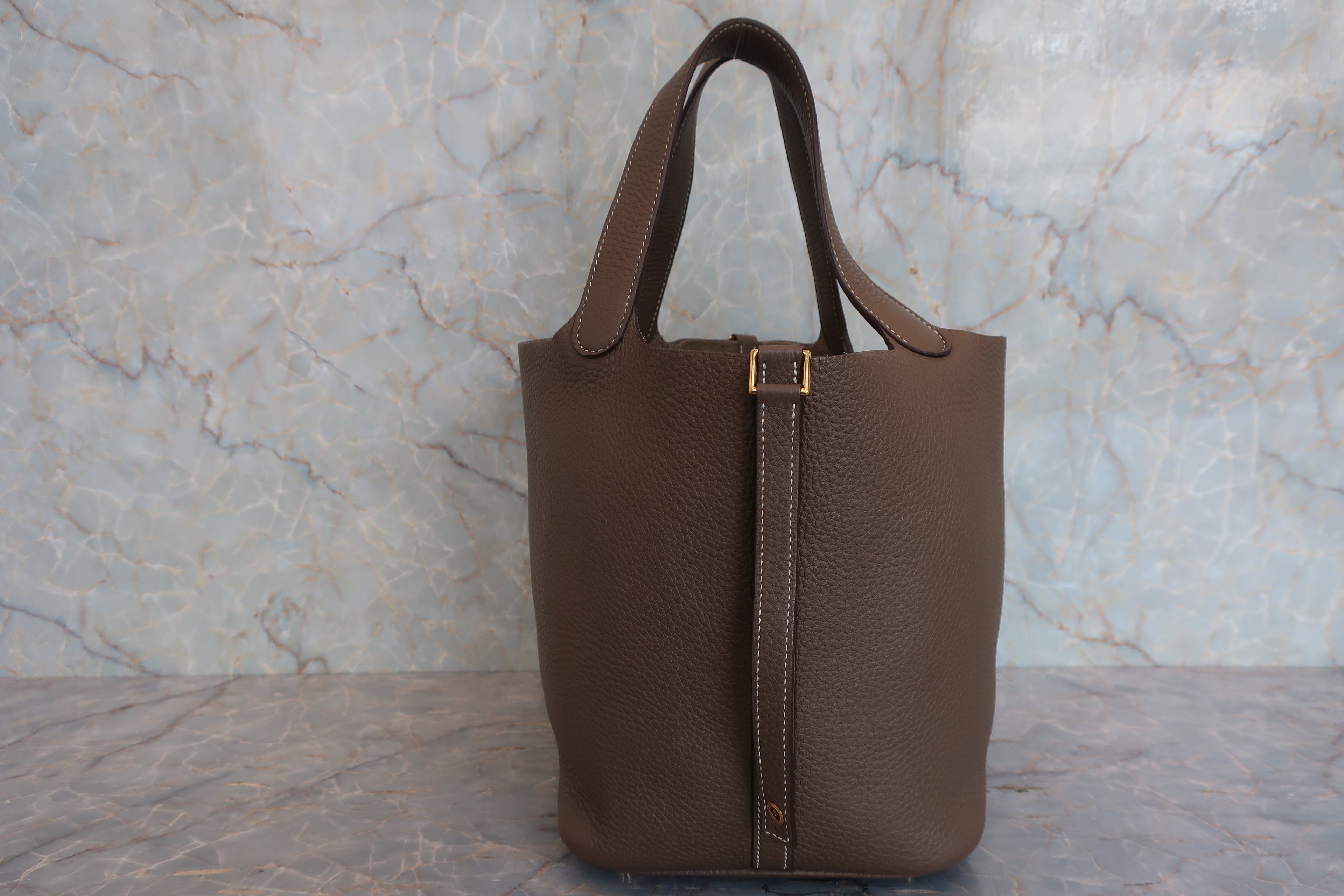 HERMES／エルメス ピコタンロックＭＭ トリヨンクレマンス エトゥープ Y刻印 ハンドバッグ 800040003