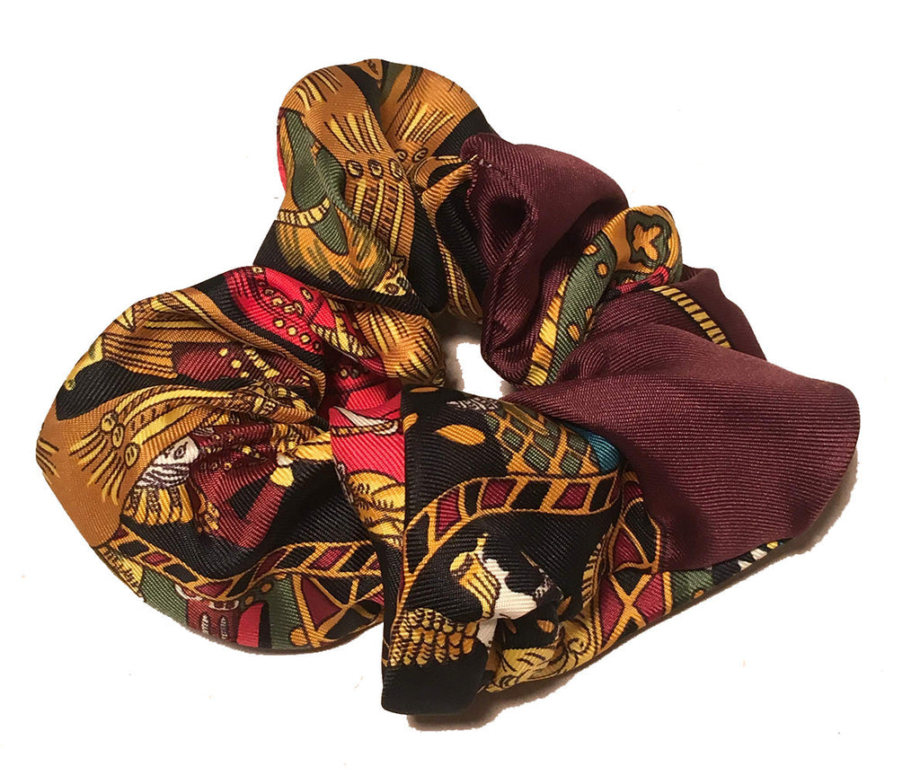 Hermes Handmade Le Tarot Silk Scarf Scrunchie