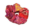 Hermes Handmade Legende Du Poisson Corail Silk Scarf Scrunchie