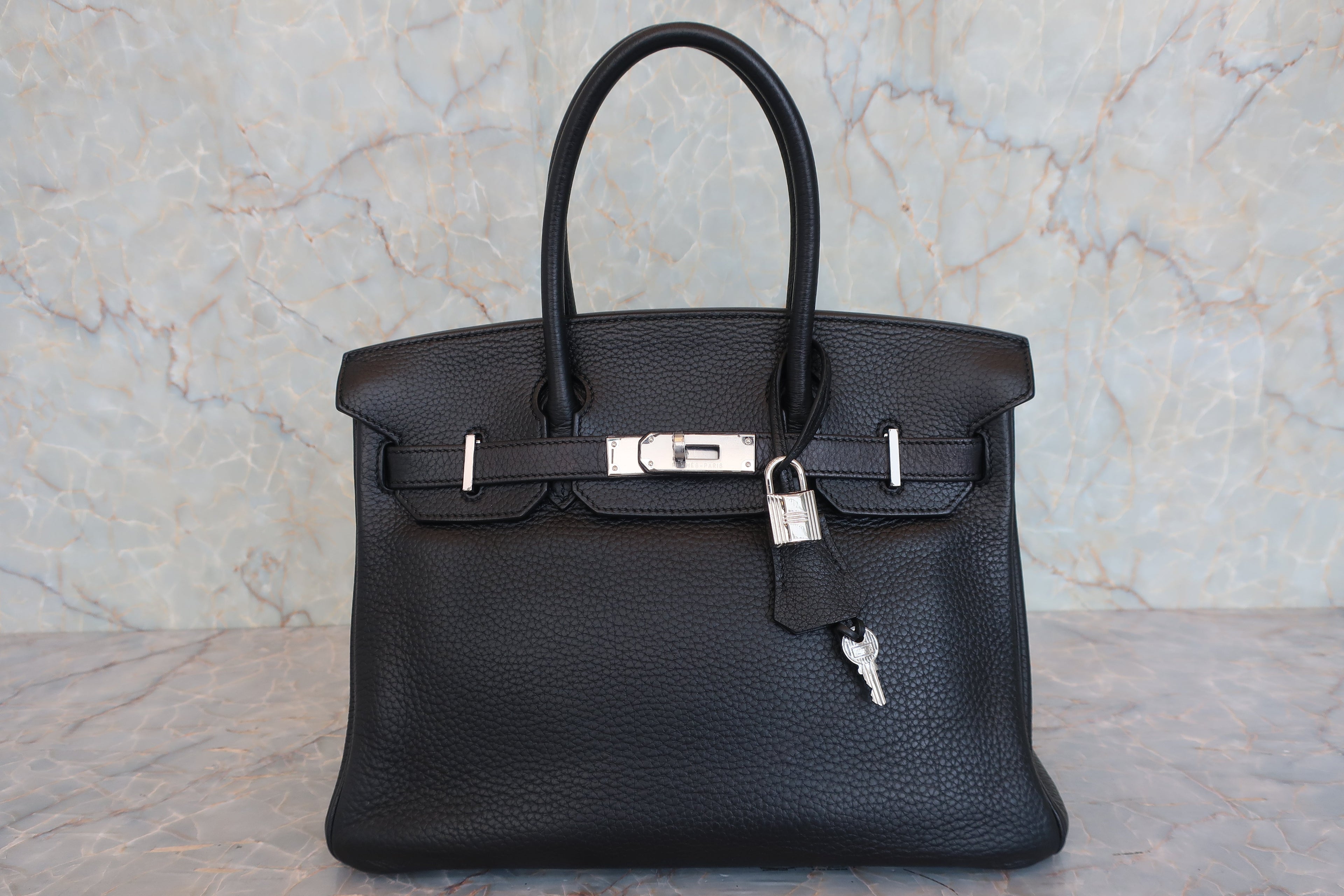 HERMES／エルメス バーキン30 トリヨンクレマンス ブラック □N刻印 ハンドバッグ 800030157