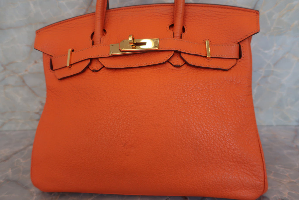 HERMES／エルメス バーキン30 トリヨンクレマンス オレンジ □M刻印 ハンドバッグ 700070276