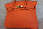 HERMES／エルメス バーキン30 トリヨンクレマンス オレンジ □M刻印 ハンドバッグ 700070276