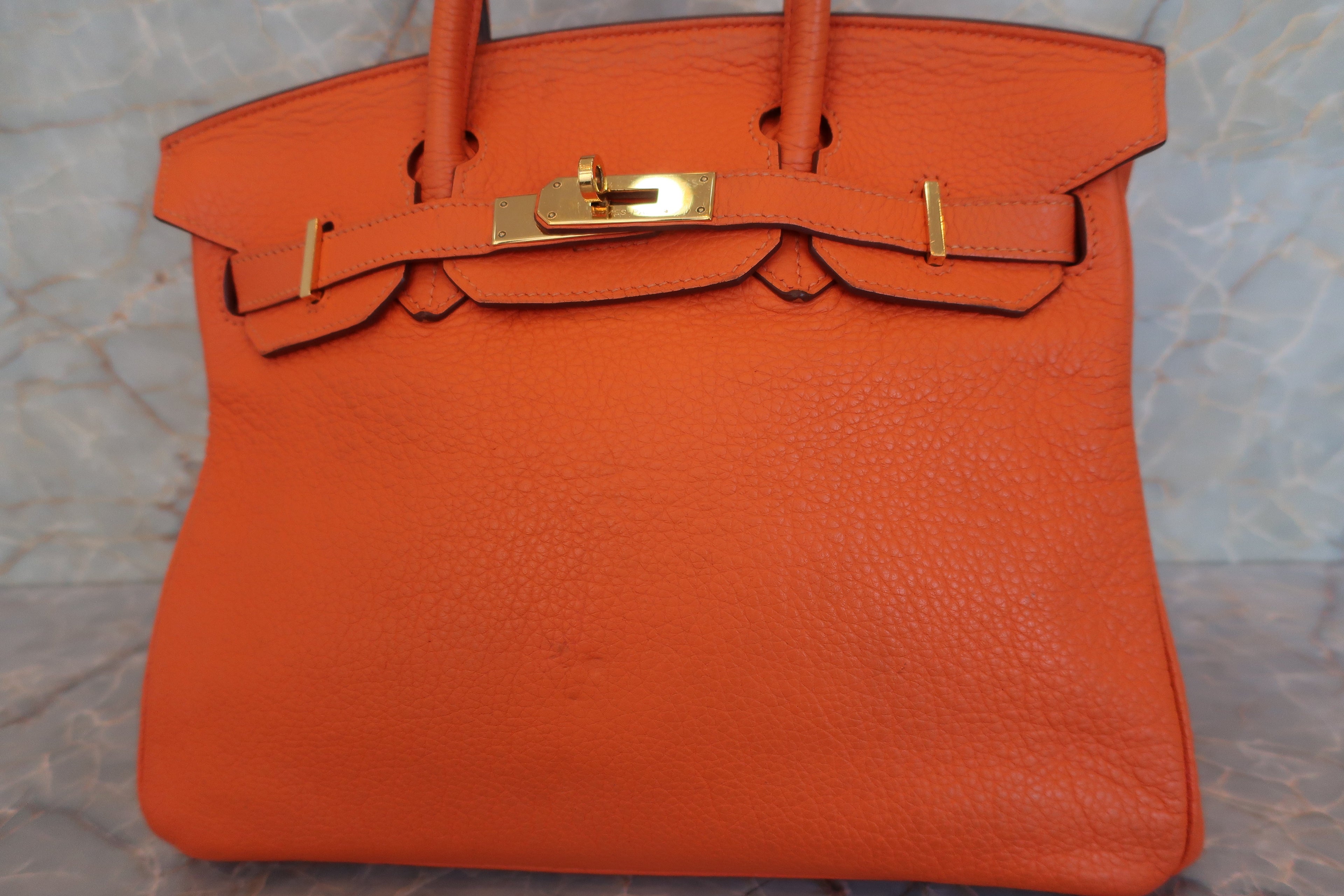 HERMES／エルメス バーキン30 トリヨンクレマンス オレンジ □M刻印 ハンドバッグ 700070276