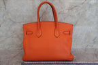 HERMES／エルメス バーキン30 トリヨンクレマンス オレンジ □M刻印 ハンドバッグ 700070276