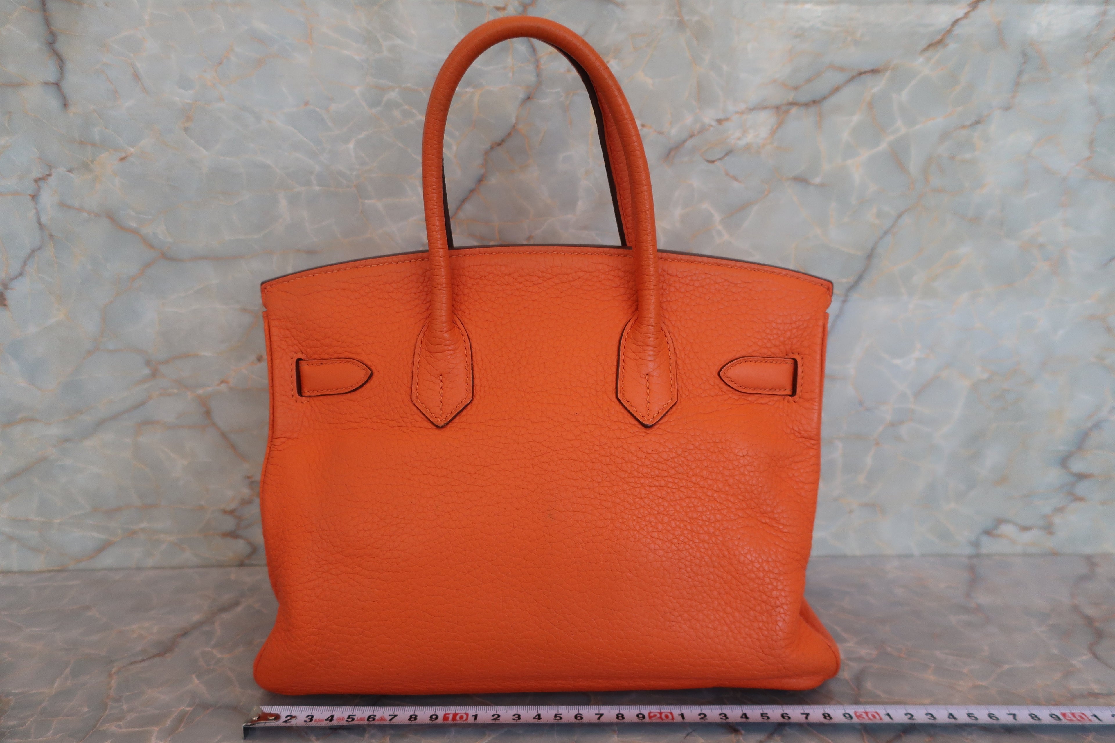 HERMES／エルメス バーキン30 トリヨンクレマンス オレンジ □M刻印 ハンドバッグ 700070276