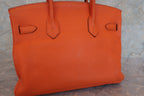 HERMES／エルメス バーキン30 トリヨンクレマンス オレンジ □M刻印 ハンドバッグ 700070276