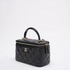 Chanel Black Small Lambskin Top Handle Vanity Case