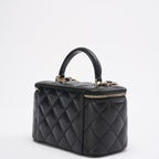 Chanel Black Small Lambskin Top Handle Vanity Case