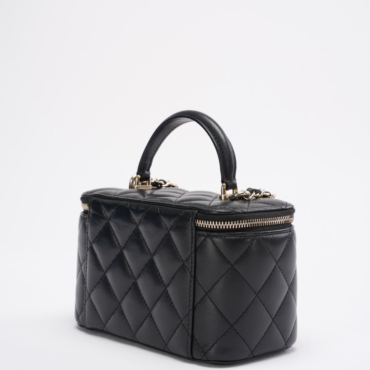 Chanel Black Small Lambskin Top Handle Vanity Case