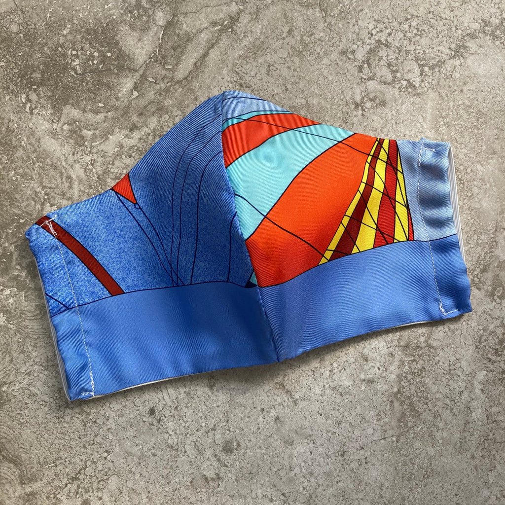 Hermes Les Folies Du Ciel Silk Scarf Face Mask
