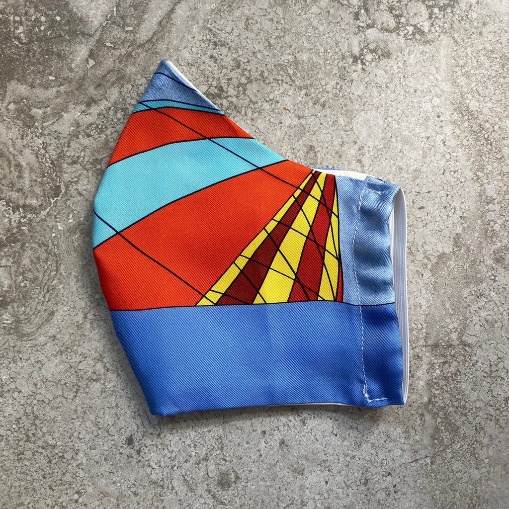 Hermes Les Folies Du Ciel Silk Scarf Face Mask
