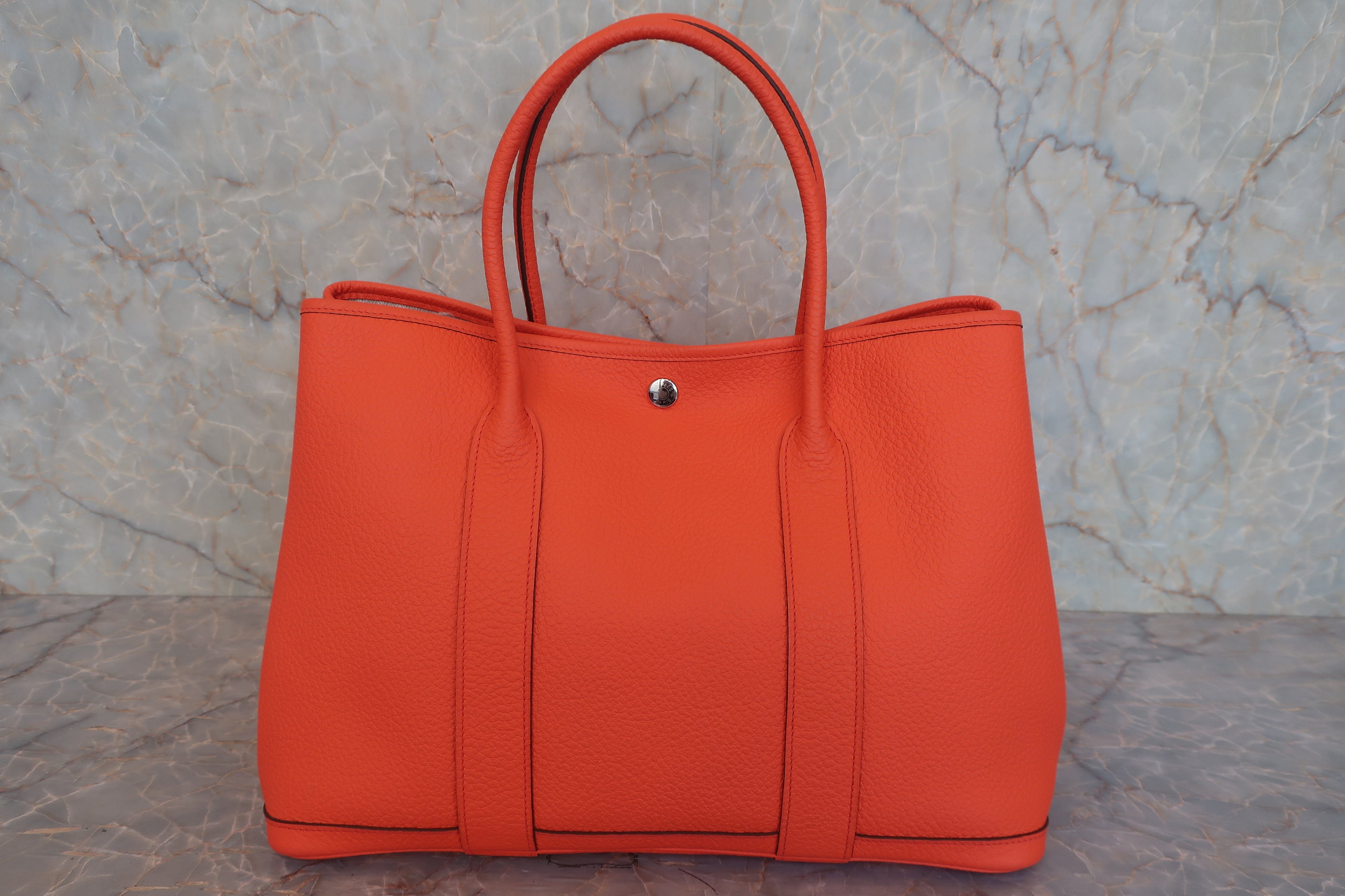 HERMES／エルメス ガーデンパーティPM ネゴンダ オレンジポピー X刻印 トートバッグ 800030072