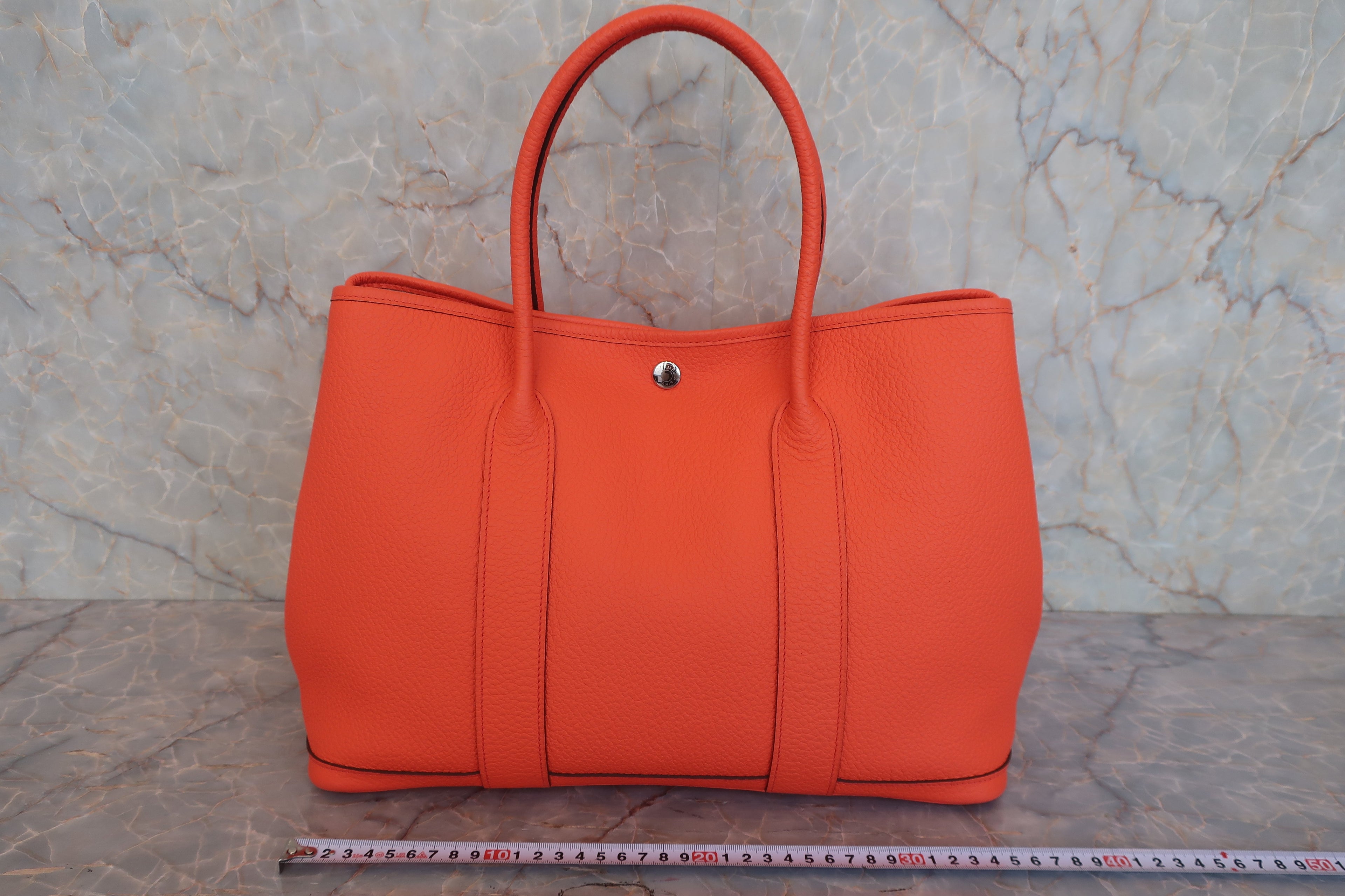 HERMES／エルメス ガーデンパーティPM ネゴンダ オレンジポピー X刻印 トートバッグ 800030072