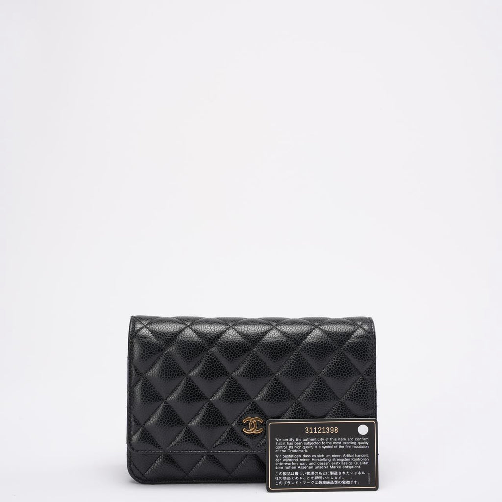 Chanel Black Quilted Caviar Leather Classic Wallet on Chain 2021