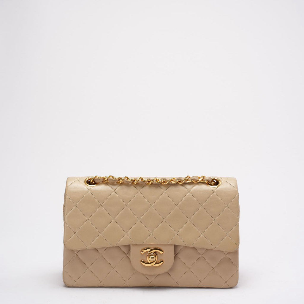 Chanel Vintage Beige Small Classic Double Flap Bag 1994