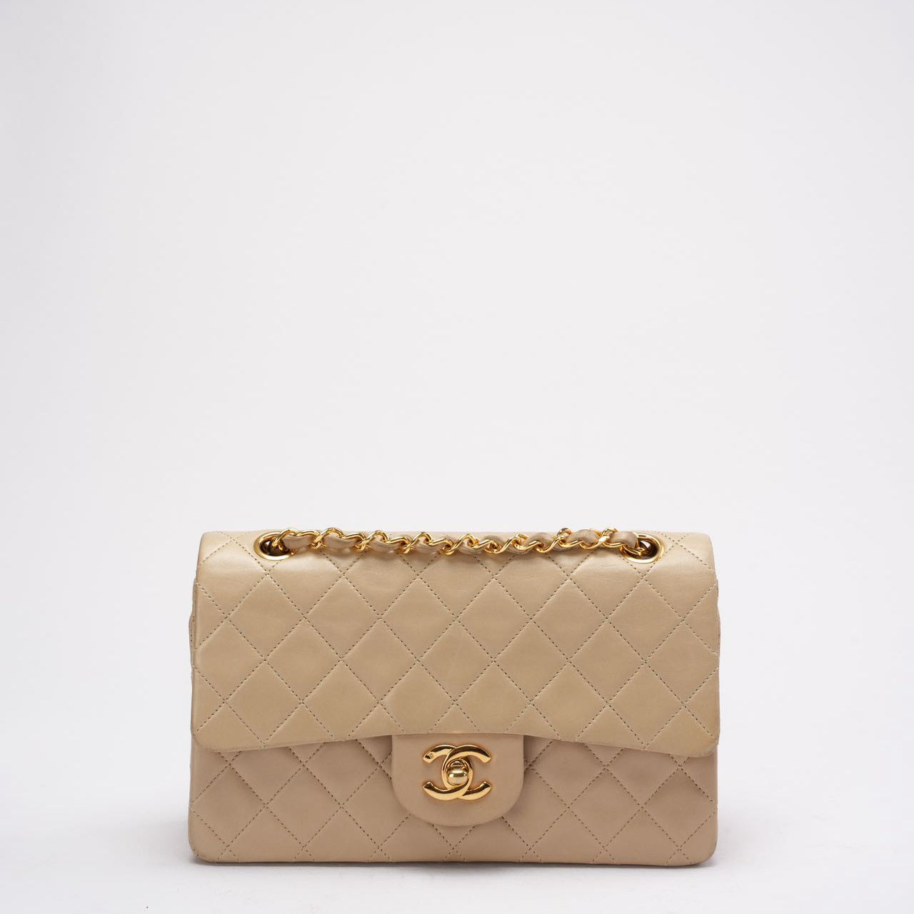 Chanel Vintage Beige Small Classic Double Flap Bag 1994