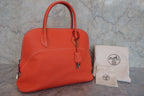HERMES／エルメス ボリードリラックス35 ヴォーエプソン オレンジポピー T刻印 ハンドバッグ 800020055