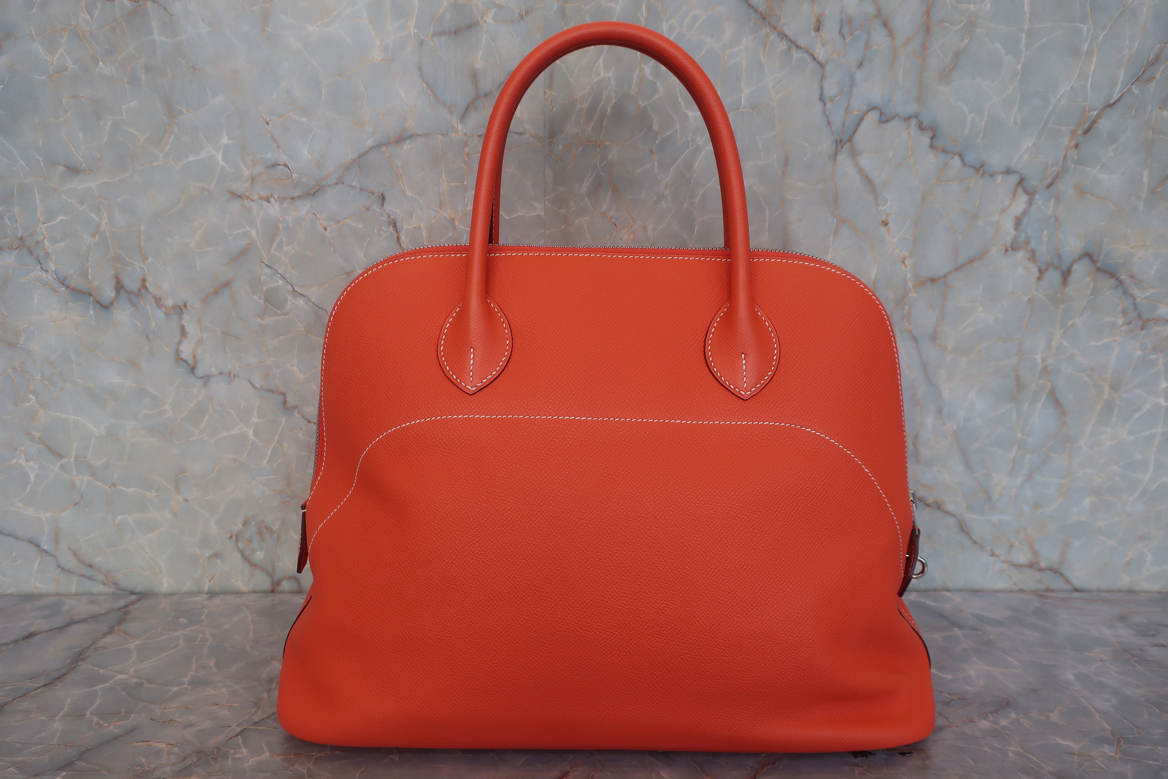 HERMES／エルメス ボリードリラックス35 ヴォーエプソン オレンジポピー T刻印 ハンドバッグ 800020055