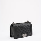 Chanel Boy Medium Black Flap Bag Quilted Lambskin 2014