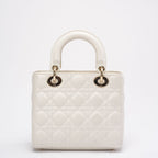 Christian Dior White Small Lady Dior in Cannage Lambskin 2020