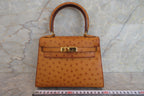HERMES／エルメス ミニケリー20 オーストリッチ ナチュラル □J刻印 ショルダーバッグ 700050107