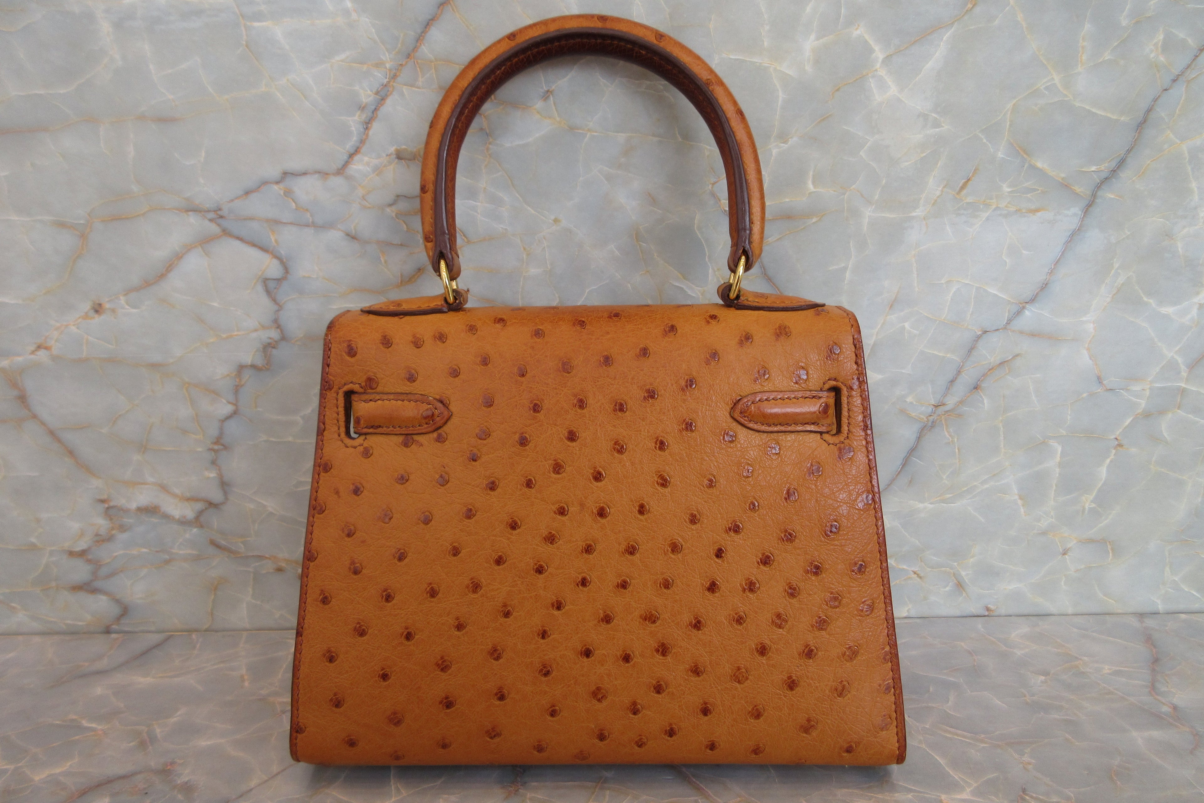 HERMES／エルメス ミニケリー20 オーストリッチ ナチュラル □J刻印 ショルダーバッグ 700050107