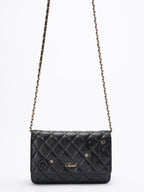 Chanel Wallet On Chain(woc) Black Camelia