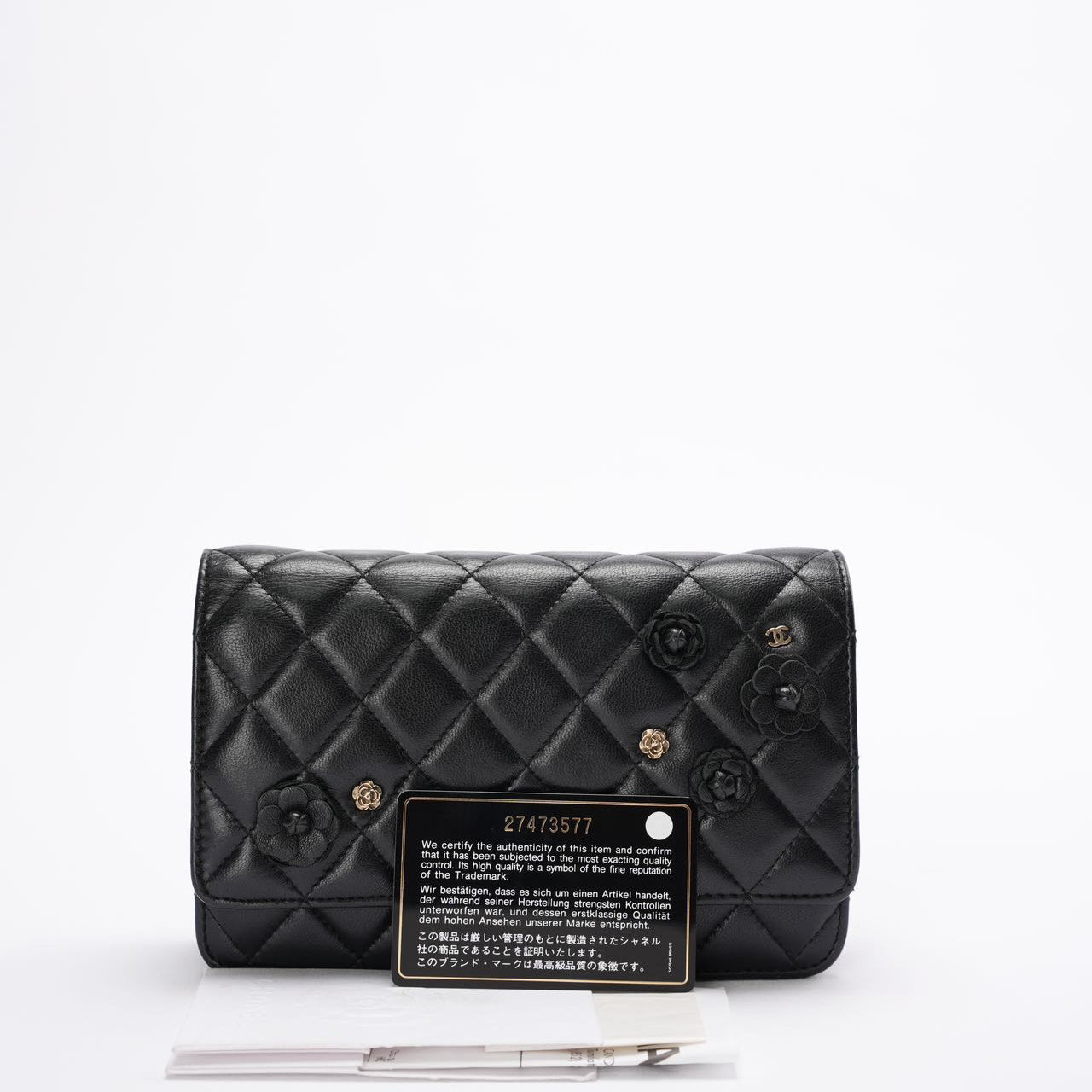 Chanel Wallet On Chain(woc) Black Camelia