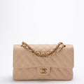 Chanel Classic Flap Bag Medium Beige Caviar Leather