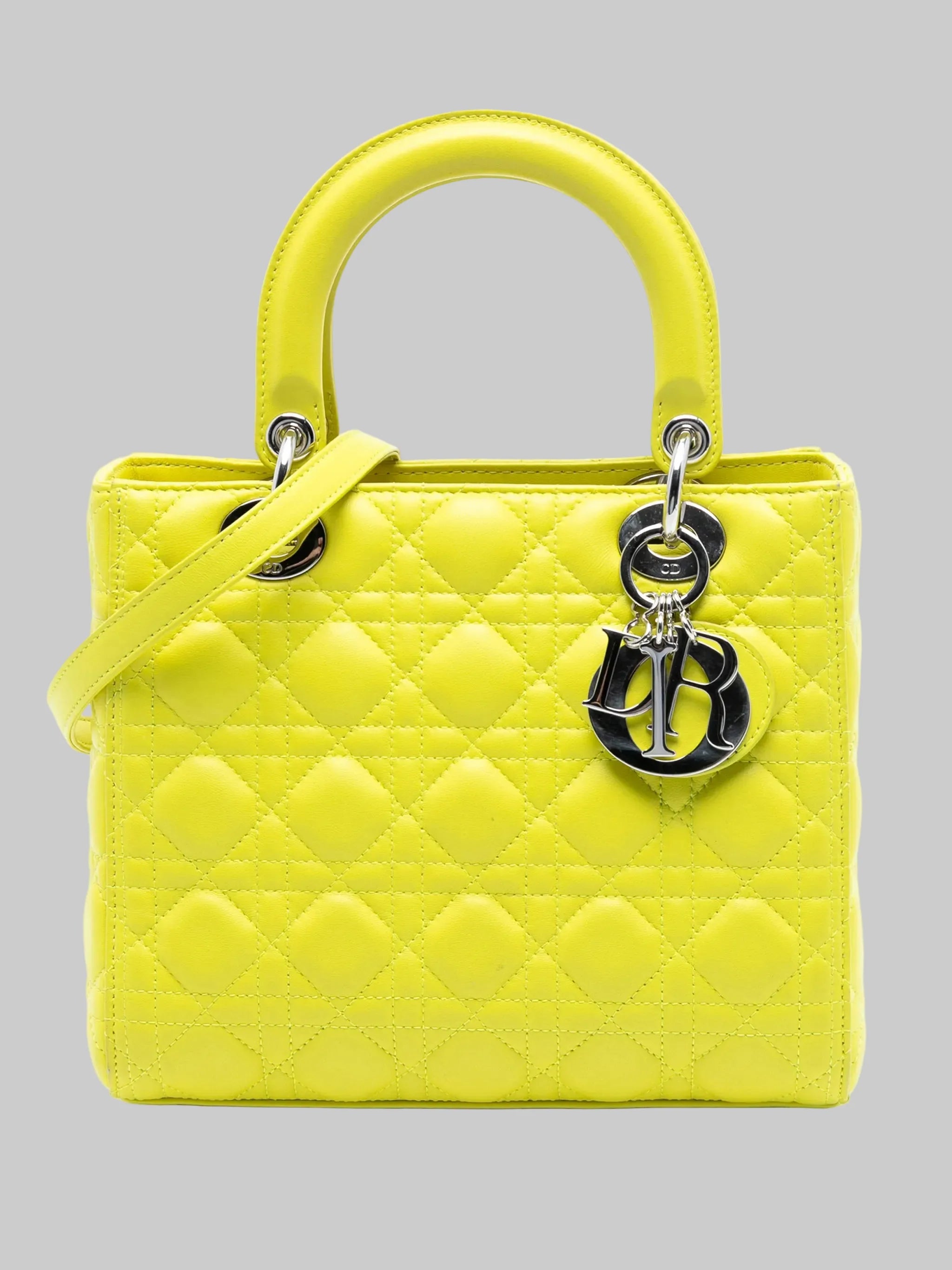 Dior Lady Dior Medium Lambskin Yellow 2013