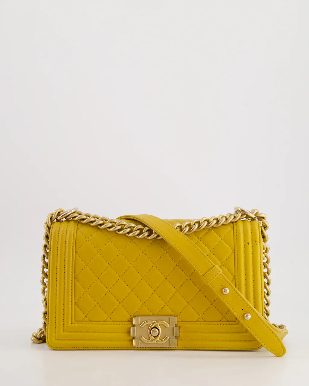 Chanel Le boy Medium in Lemon Yellow Bag with Gold Hardware
