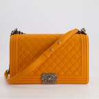 Chanel Medium Boy Bag Lamb Orange 2015