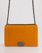 Chanel Medium Boy Bag Lamb Orange 2015