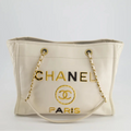 Chanel White Small Deauville Tote Calfskin 2020