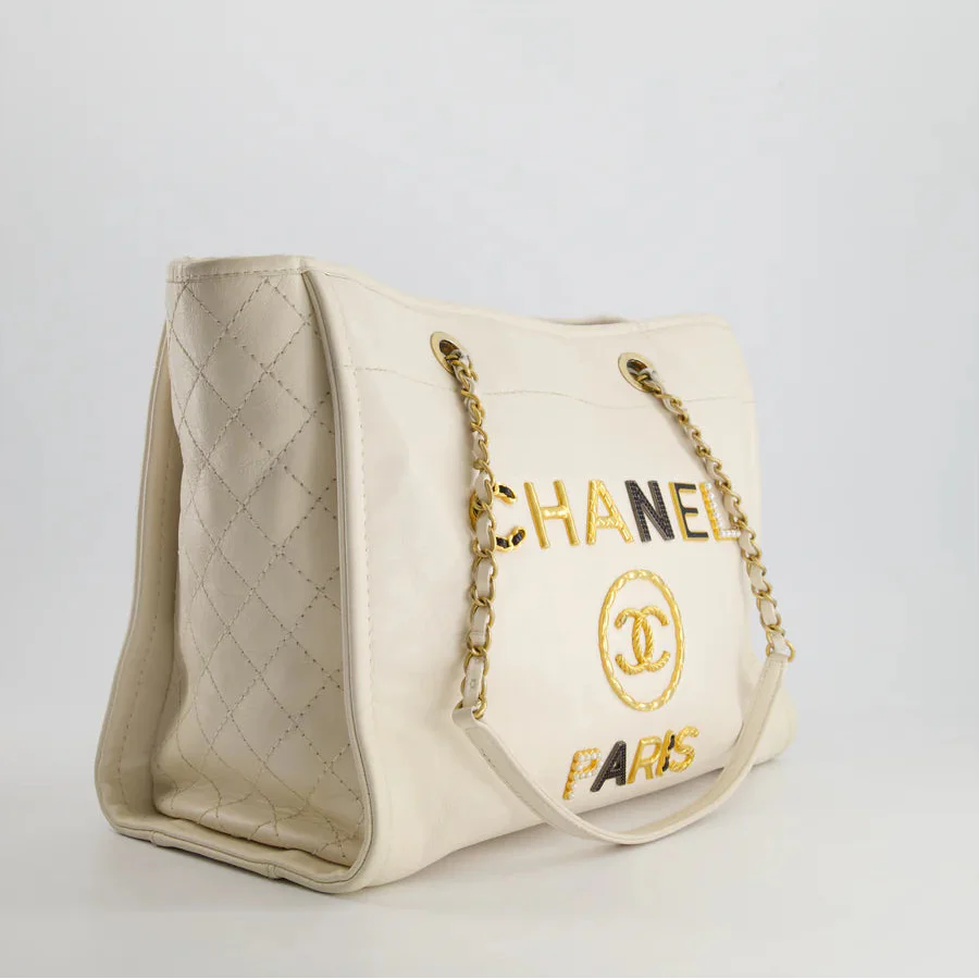 Chanel White Small Deauville Tote Calfskin 2020