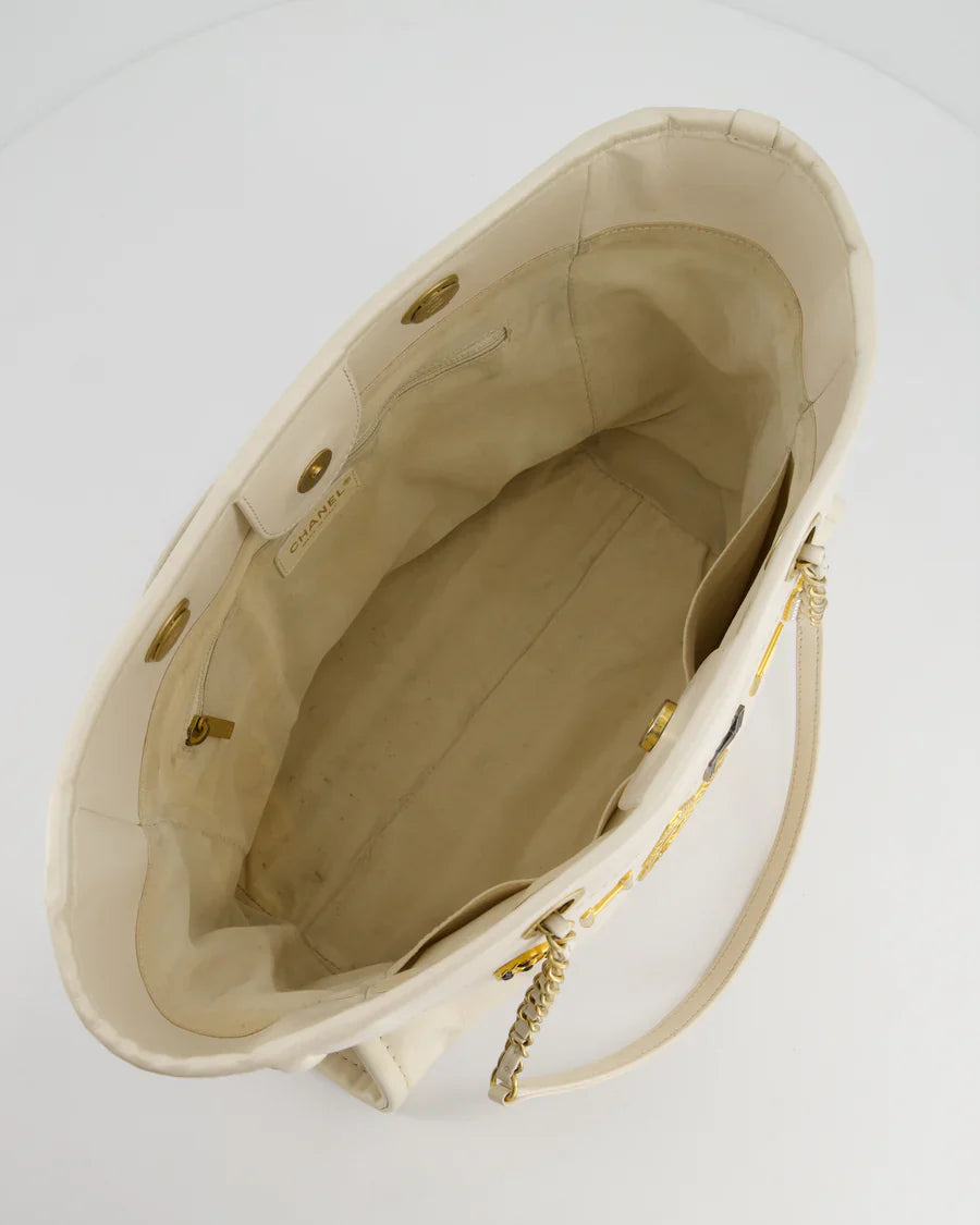 Chanel White Small Deauville Tote Calfskin 2020