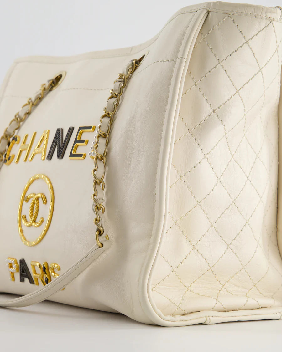 Chanel White Small Deauville Tote Calfskin 2020