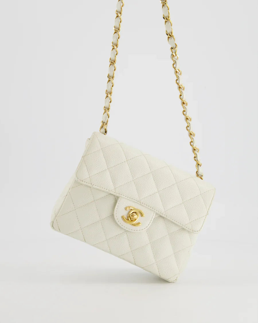 Chanel Vintage Mini Square Flap Caviar White 2004