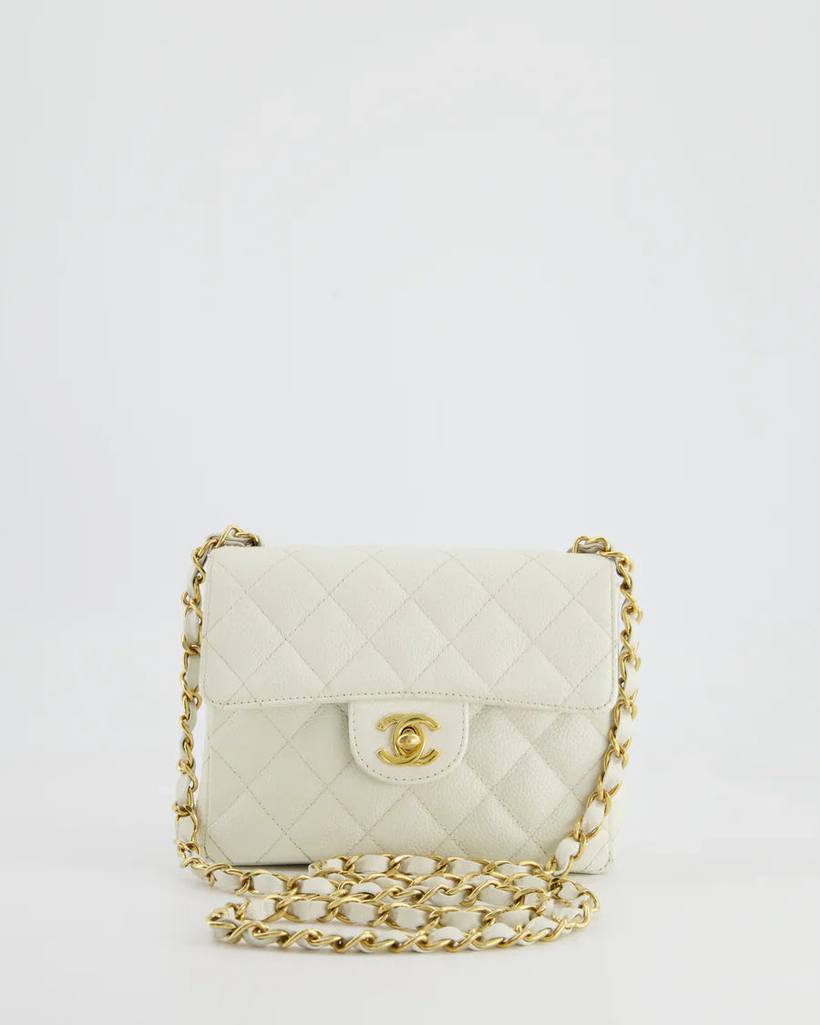 Chanel Vintage Mini Square Flap Caviar White 2004