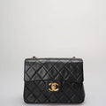 Chanel Vintage Timeless Mini Square Classic Flap Bag In Black With 24K Gold Hardware