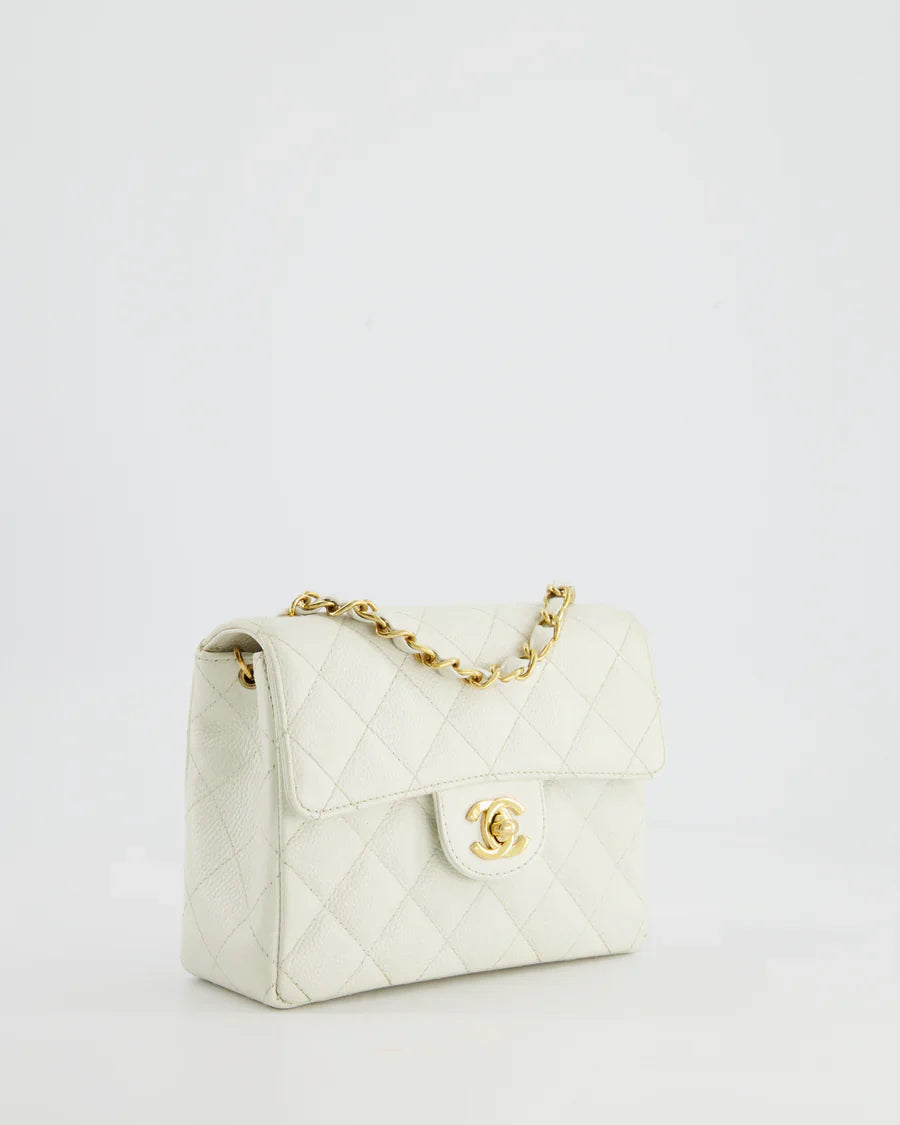 Chanel Vintage Mini Square Flap Caviar White 2004