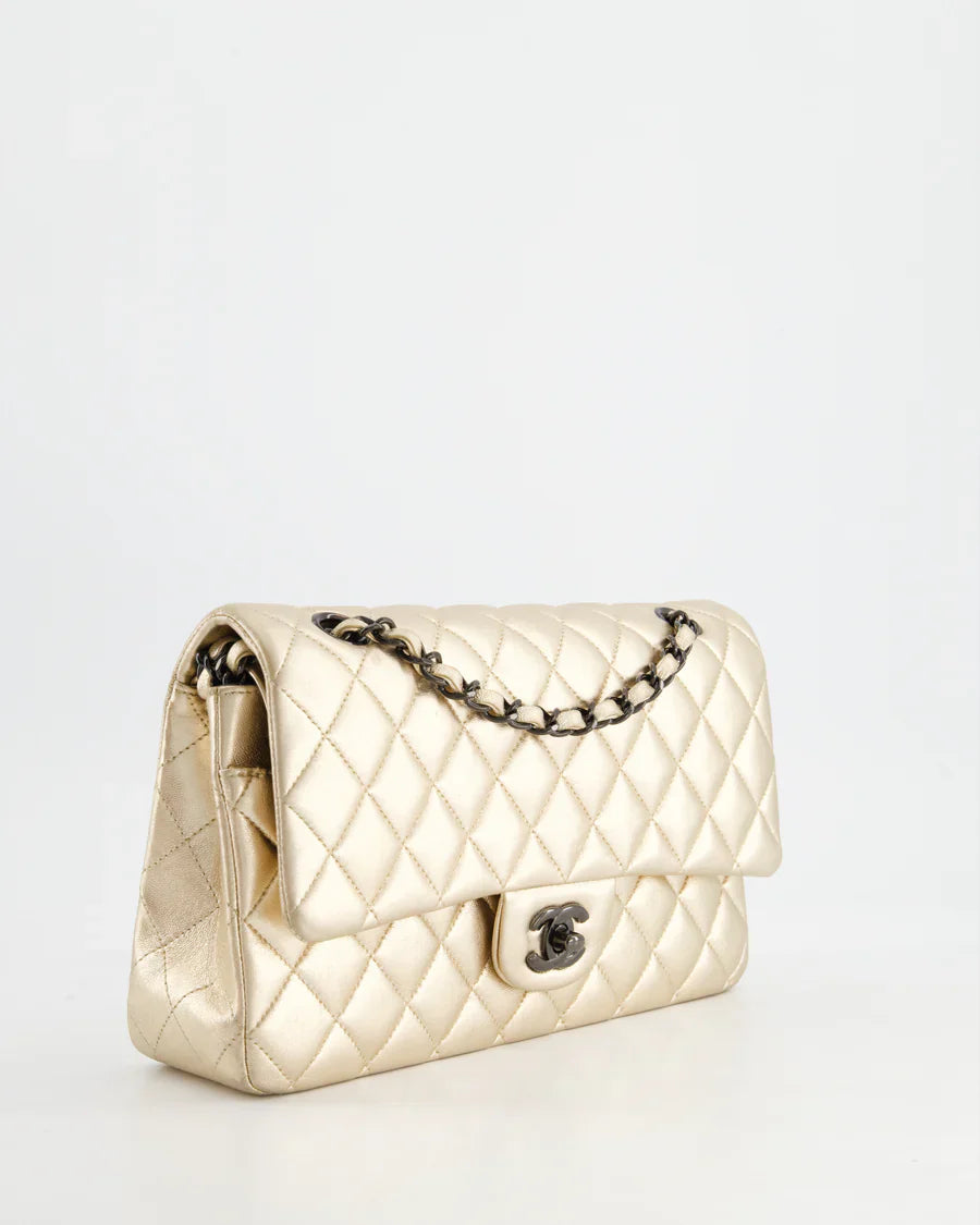 Chanel Classic Double Flap Medium Lamb Metallic Gold 2021