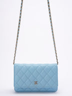 Chanel Classic Wallet on Chain Light Blue Caviar Leather Woc
