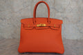 HERMES／エルメス バーキン30 トゴ オレンジ □H刻印 ハンドバッグ 800040148
