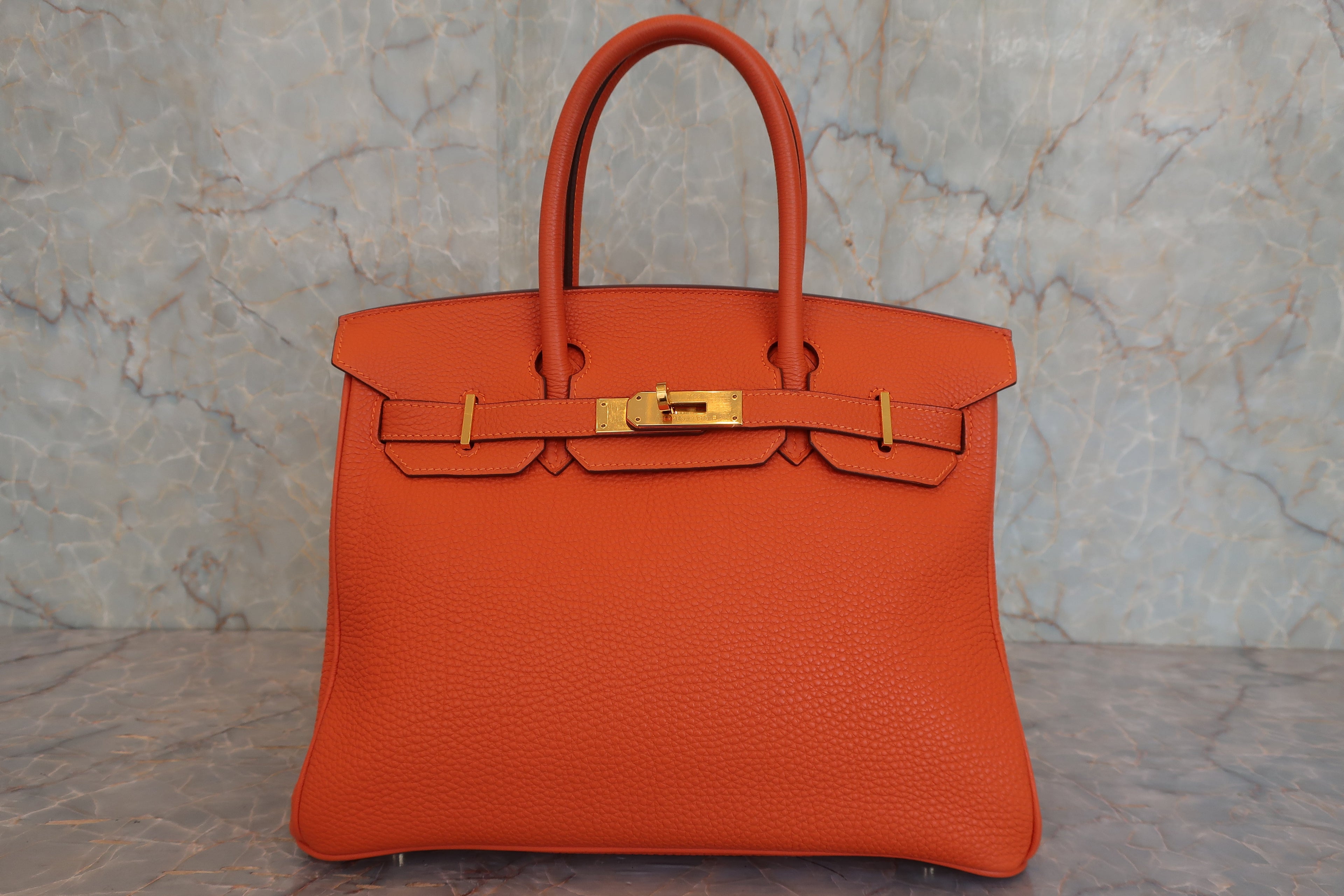 HERMES／エルメス バーキン30 トゴ オレンジ □H刻印 ハンドバッグ 800040148