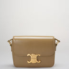 Celine Classic Triomphe Bag in Shiny Calfskin Smoke Brown Color