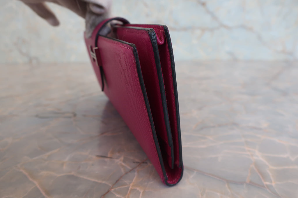 HERMES／エルメス ベアンスフレ ヴォーエプソン ローズパープル C刻印 財布 800020174