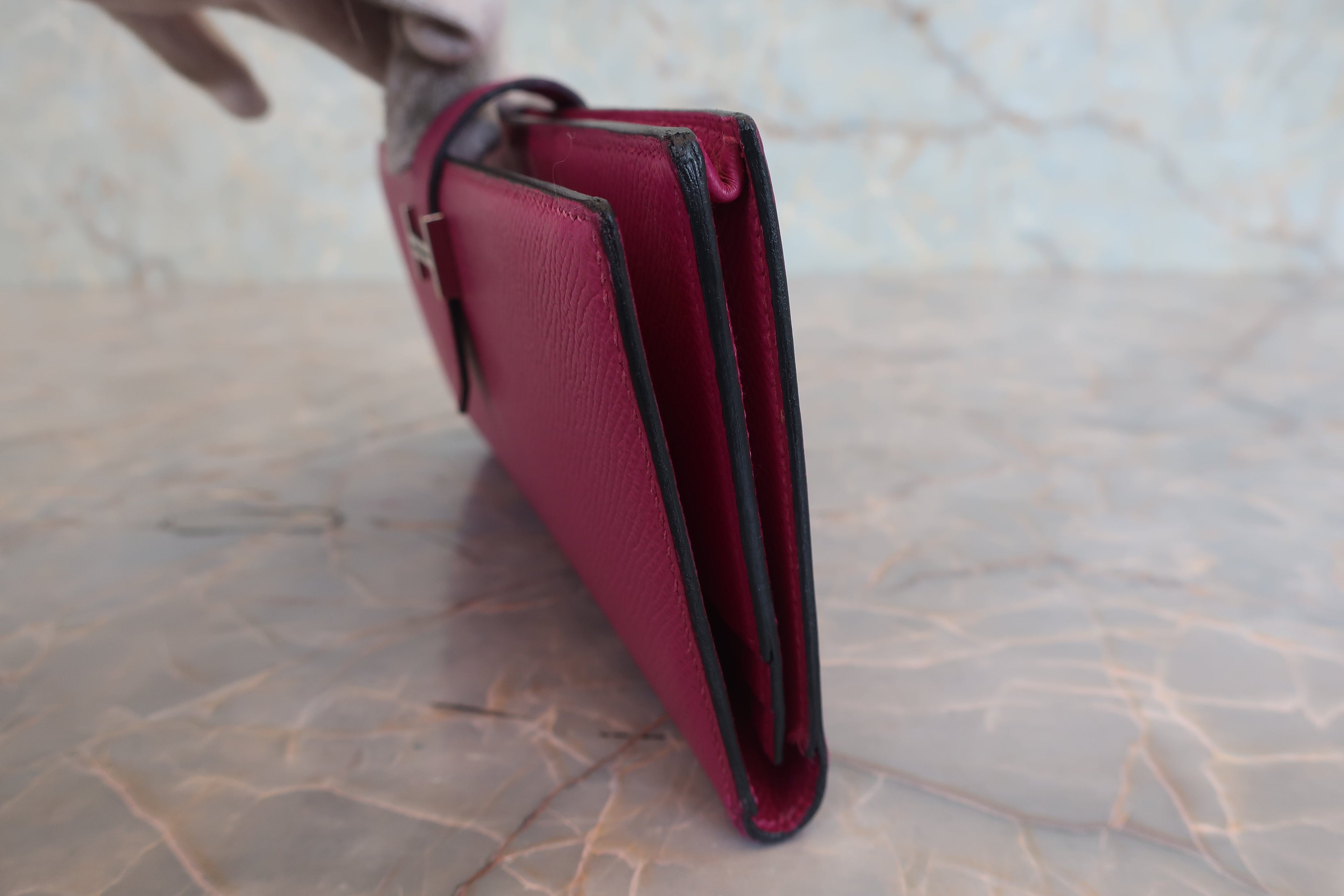 HERMES／エルメス ベアンスフレ ヴォーエプソン ローズパープル C刻印 財布 800020174